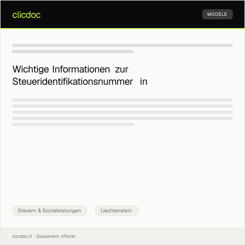 Dokumentvorschau: Einreichung der Steueridentifikationsnummer — Steuern & Sozialleistungen, Liechtenstein