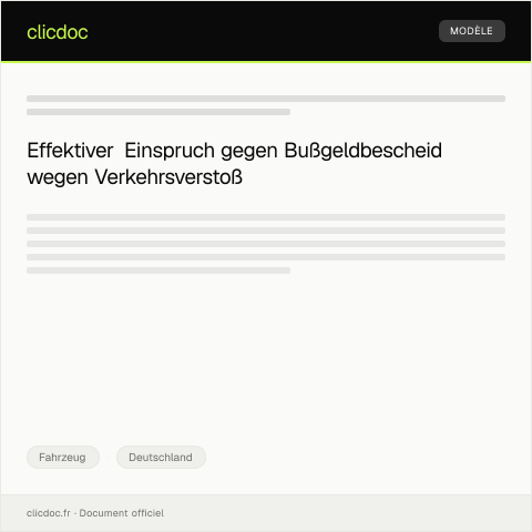 Dokumentvorschau: Einspruch gegen ein Bußgeldbescheid wegen Verkehrsverstoß — Fahrzeug, Deutschland