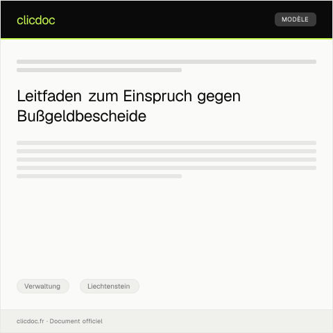 Dokumentvorschau: Einspruch gegen die Bußgeldbescheid bei Verkehrsverstoß — Verwaltung, Liechtenstein