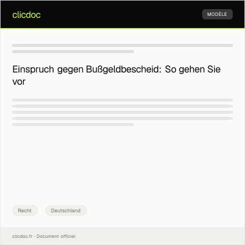 Dokumentvorschau: Einspruch gegen einen Bußgeldbescheid einlegen — Recht, Deutschland