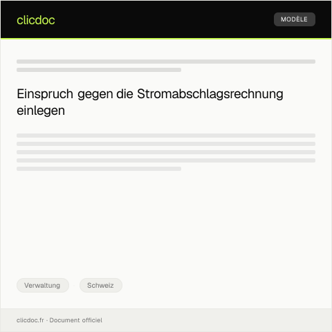 Dokumentvorschau: Einspruch gegen die Stromabschlagsrechnung der Elektrizitätswerke — Verwaltung, Schweiz