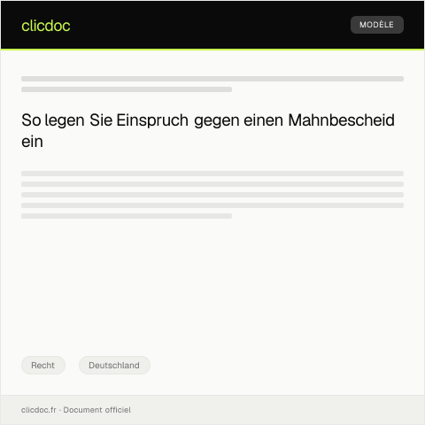 Dokumentvorschau: Einspruch gegen einen gerichtlichen Mahnbescheid — Recht, Deutschland