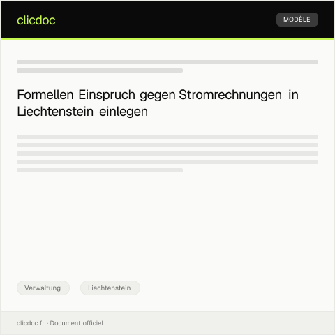 Dokumentvorschau: Einspruch gegen eine unrichtige Stromrechnungsforderung bei Liechtensteinischen Kraftwerken — Verwaltung, Liechtenstein