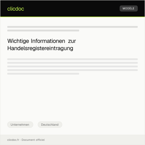 Dokumentvorschau: Eintragung in das Handelsregister des Amtsgerichts gemäß § 29 HGB — Unternehmen, Deutschland