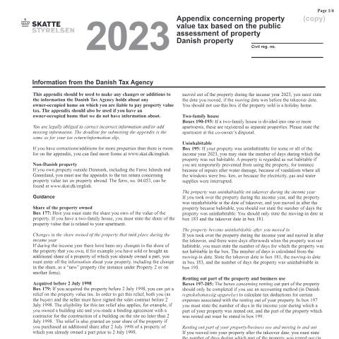 Document preview: 04.052 EN - Property value tax based on the public assessment of property: Danish property — 04 Tax: tax return and preliminary income – individuals, Danmark (CERFA n°04.052)
