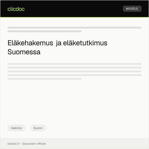 Document preview: Eläkehakemus ja eläketutkimus — Hallinto, Suomi