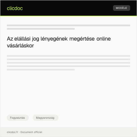 Document preview: Elállási jog gyakorlása online vásárlás esetén — Fogyasztás, Magyarország