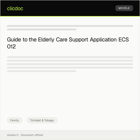Document preview: Application for Elderly Care Support (ECS 012) — Family, Trinidad & Tobago