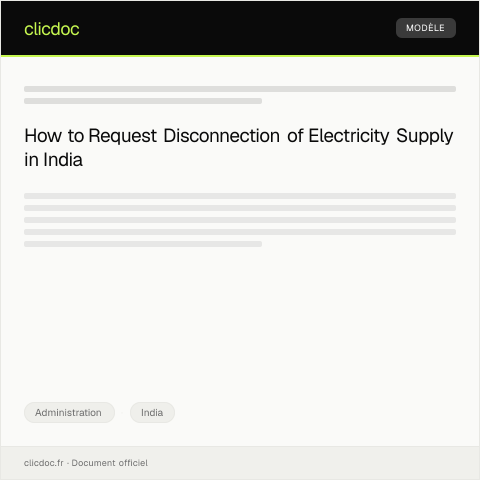 Document preview: Disconnection of Electricity Supply Request to Utility Provider — Administration, India