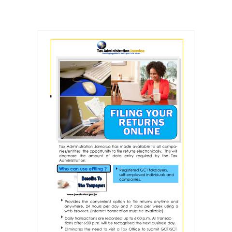 Document preview: Filing your Returns Online - Electronic Filing Guide — Form, Jamaica (CERFA n°Filing+Your++Returns+Online)