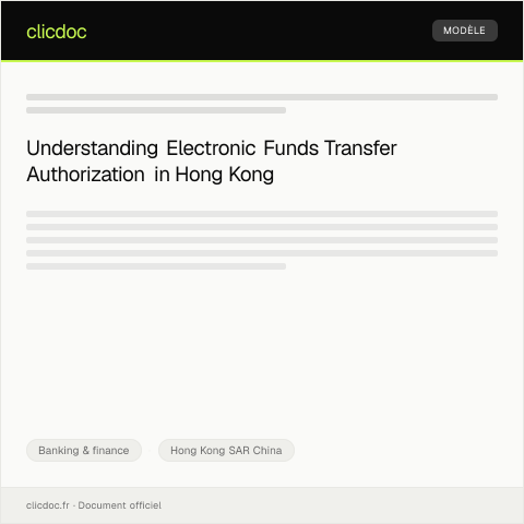 Document preview: Electronic Funds Transfer Authorization / 電子資金轉賬授權 — Banking & finance, Hong Kong SAR China