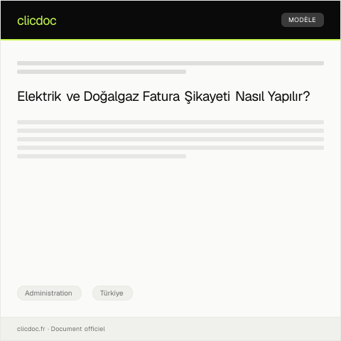 Document preview: Elektrik ve Doğalgaz Fatura Şikayeti İçin Başvuru — Administration, Türkiye