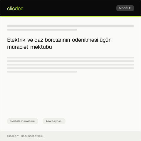 Document preview: Elektrik və qaz borclarının ödənilməsi üçün müraciət — İnzibati idarəetmə, Azərbaycan