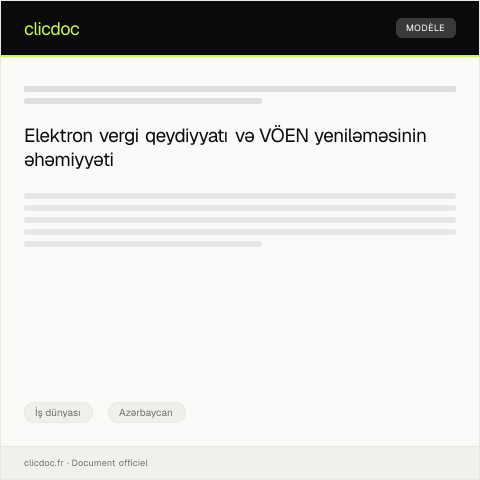 Document preview: Elektron vergi qeydiyyatı və VÖEN yeniləməsi — İş dünyası, Azərbaycan