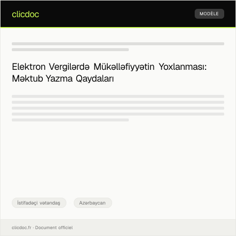 Document preview: Elektron vergilərdə mükəlləfiyyətin yoxlanması — İstifadəçi vətəndaş, Azərbaycan
