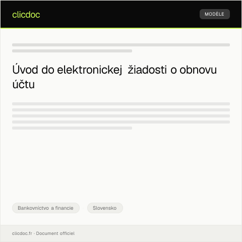 Document preview: Elektronická žiadosť o obnovu účtu — Bankovníctvo a financie, Slovensko