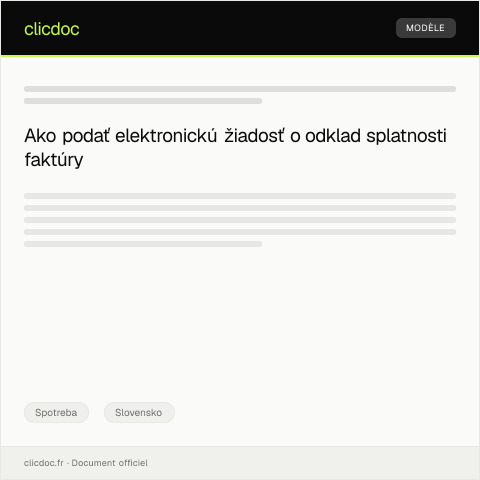 Document preview: Elektronická žiadosť o odklad splatnosti faktúry — Spotreba, Slovensko