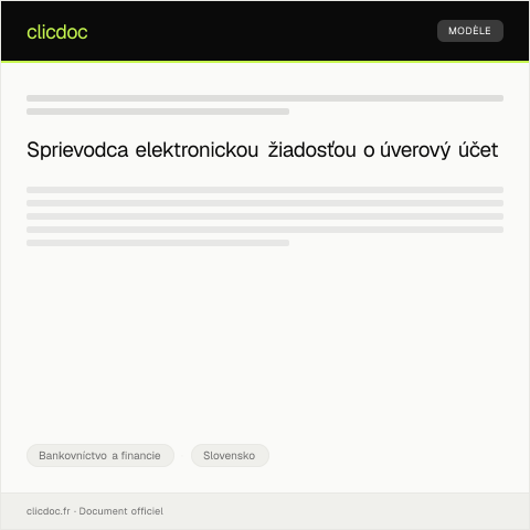 Document preview: Elektronická žiadosť o zriadenie úverového účtu — Bankovníctvo a financie, Slovensko