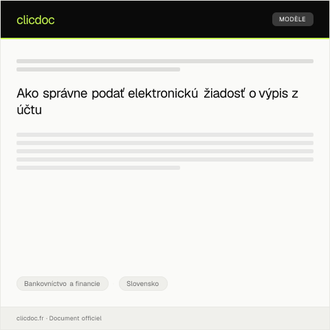 Document preview: Elektronická žiadosť o poskytnutie výpisu z účtu — Bankovníctvo a financie, Slovensko