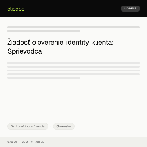 Document preview: Elektronický formulár na overenie identity klienta — Bankovníctvo a financie, Slovensko