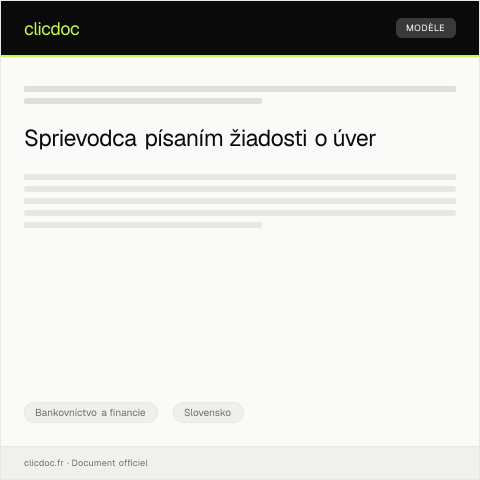 Document preview: Elektronický formulár na podanie žiadosti o zriadenie úveru — Bankovníctvo a financie, Slovensko