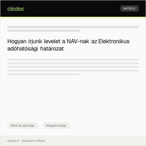 Document preview: Elektronikus adóhatósági határozat — Bank és pénzügy, Magyarország