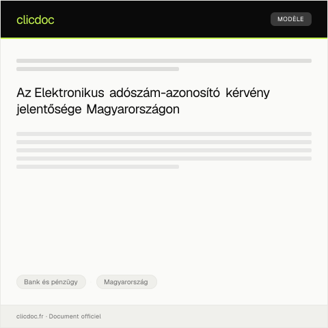 Document preview: Elektronikus adószám-azonosító kérvény — Bank és pénzügy, Magyarország