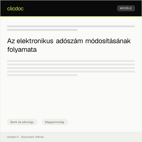 Document preview: Elektronikus adószám módosítási kérelem — Bank és pénzügy, Magyarország