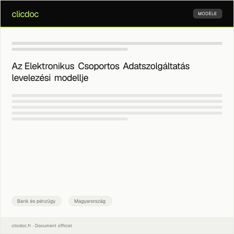 Document preview: Elektronikus csoportos adatszolgáltatás — Bank és pénzügy, Magyarország