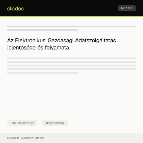 Document preview: Elektronikus gazdasági adatszolgáltatás — Bank és pénzügy, Magyarország