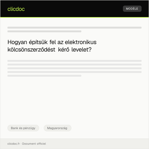 Document preview: Elektronikus hitel- és kölcsönszerződés — Bank és pénzügy, Magyarország