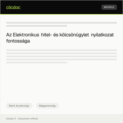 Document preview: Elektronikus hitel- és kölcsönügylet nyilatkozat — Bank és pénzügy, Magyarország