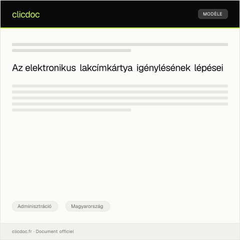 Document preview: Elektronikus lakcímkártya igénylése — Adminisztráció, Magyarország