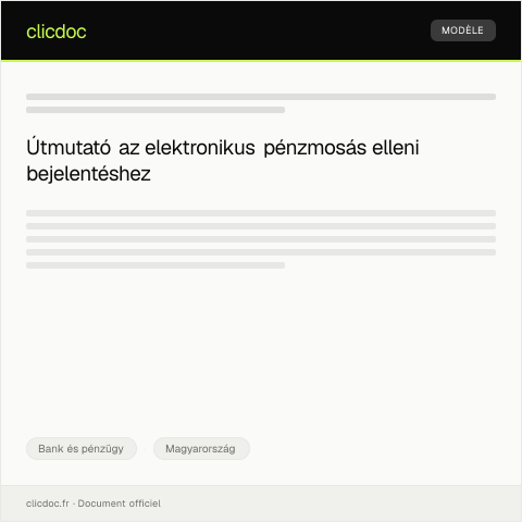 Document preview: Elektronikus pénzmosás elleni bejelentés — Bank és pénzügy, Magyarország