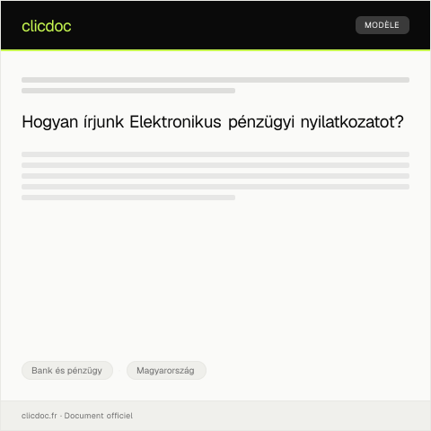 Document preview: Elektronikus pénzügyi nyilatkozat — Bank és pénzügy, Magyarország
