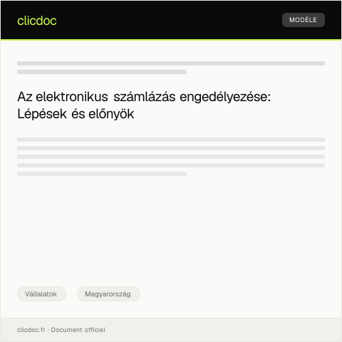 Document preview: Elektronikus számlázás engedélyezése — Vállalatok, Magyarország