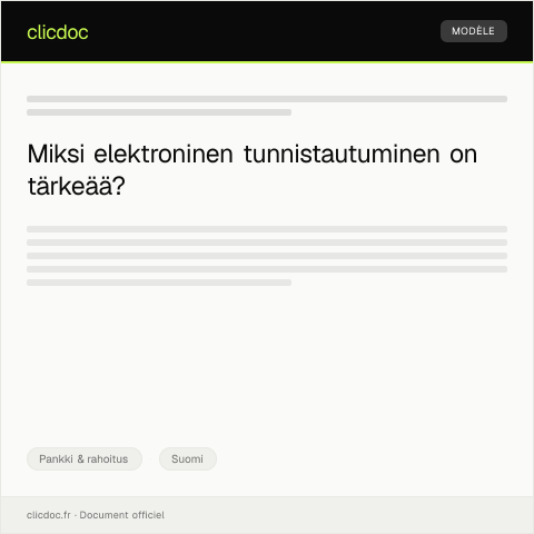 Document preview: Elektronisen tunnistautumisen rekisteröinti — Pankki & rahoitus, Suomi