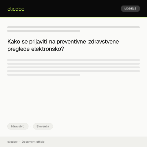 Document preview: Elektronska prijava na preventivne zdravstvene preglede — Zdravstvo, Slovenija