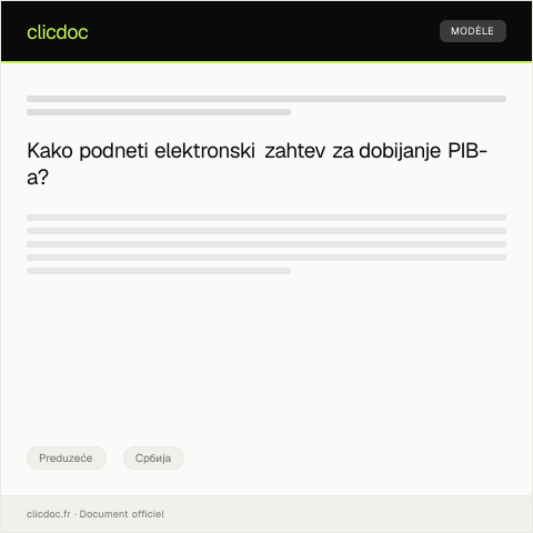 Document preview: Elektronski zahtev za dobijanje poreznog broja (PIB) — Preduzeće, Србија