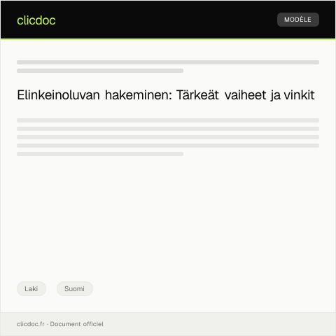 Document preview: Elinkeinoluvan hakemus — Laki, Suomi