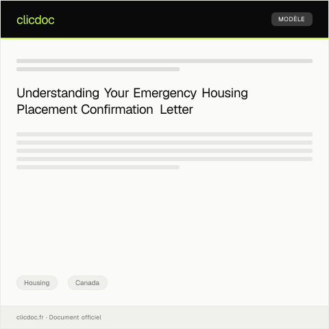 Document preview: Emergency Housing Placement Confirmation — Housing, Canada