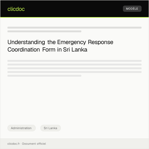 Document preview: Emergency Response Coordination Form — Administration, Sri Lanka