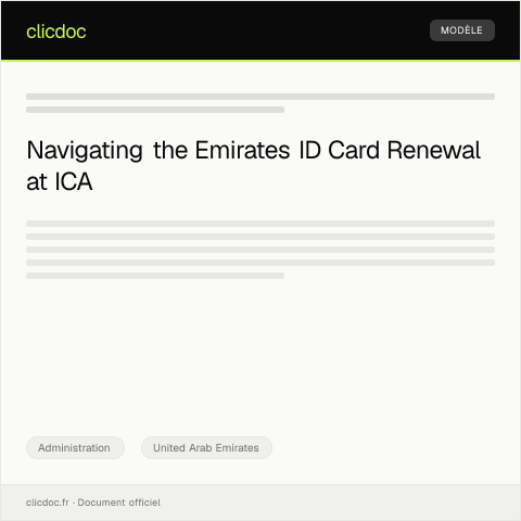 Document preview: Application for Emirates ID Card Renewal at ICA — Administration, United Arab Emirates
