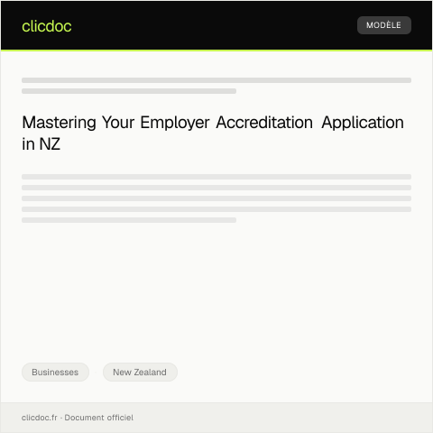 Document preview: Application for Employer Accreditation / Tono mō te Whakapūmau Mahi Mahi — Businesses, New Zealand