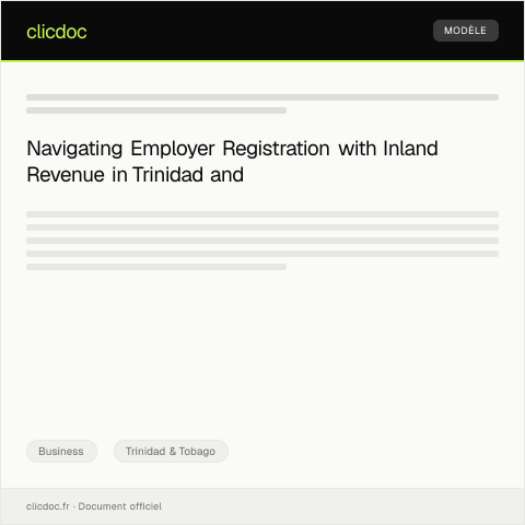 Document preview: Application for Employer Registration with Inland Revenue — Business, Trinidad & Tobago