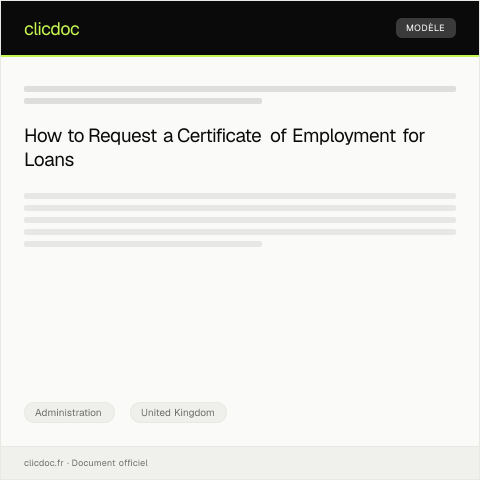 Document preview: Request for Certificate of Employment for Loan Purposes — Administration, United Kingdom