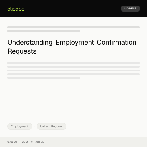 Document preview: Letter of Request for Confirmation of Employment — Employment, United Kingdom
