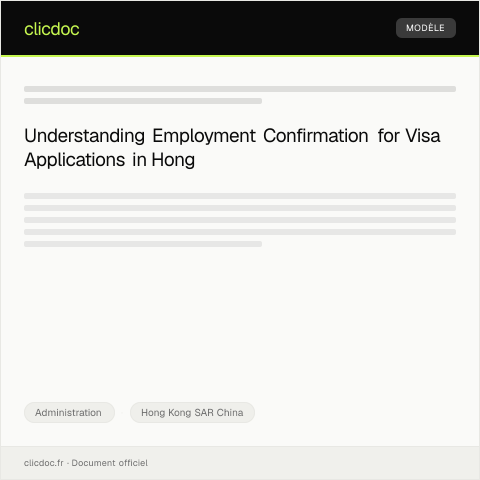 Document preview: Request for Confirmation of Employment for Visa Application — Administration, Hong Kong SAR China