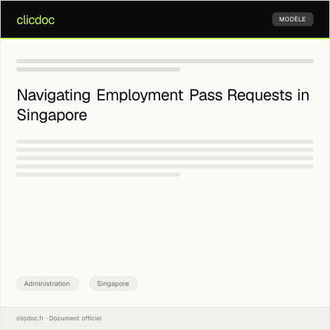 Document preview: Request for Employment Pass Issuance or Renewal from MOM — Administration, Singapore