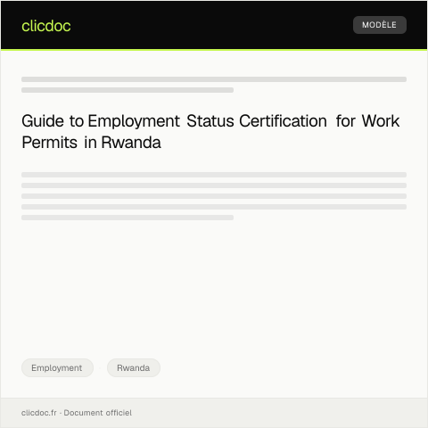 Document preview: Application for Certification of Employment Status for Work Permit Application — Employment, Rwanda